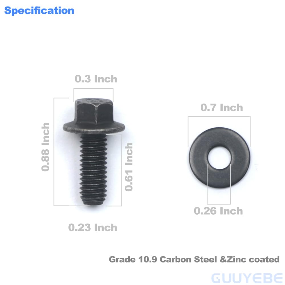 30 PCS M6 Oil Pan Bolt Screws for Chevy Toyota Subaru Dodge Mazda Miata Protege, Transmission Pan Bolts with 18mm Washer for 6L80 6L80E 6L90E,Repalce for 71315-122382A 11508930 551683-18M6