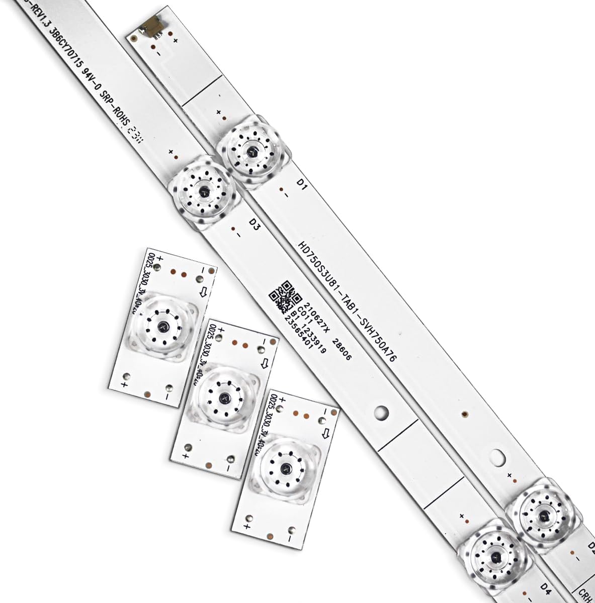 GuuYebe 75R6E3 SVH750A76 75H6570G 75H6510G Led Backlight Strip Replacement Part Lamp Beads 3V 6V for 75 inch LED TVs Repair Bars with Optical Lens Fliter 3030 3528 2835 Bead 30PCS