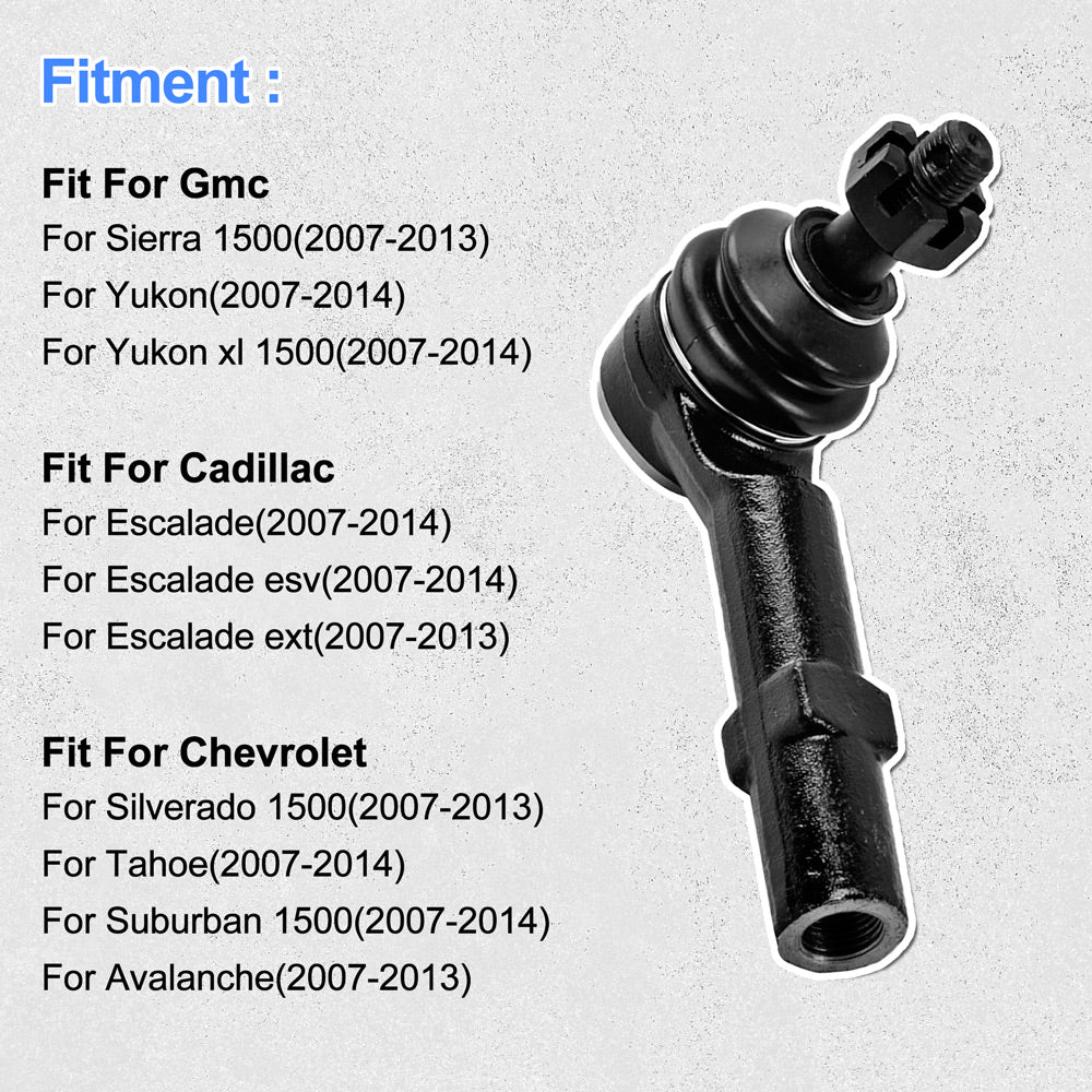 GuuYebe ES800223 Tie Rod End Outer Front Steering for Silverado Escalade Sierra Yukon Tahoe Suburban Avalanche Replacement with GMC Cadillac Chevy Chevrolet Suspension Kit
