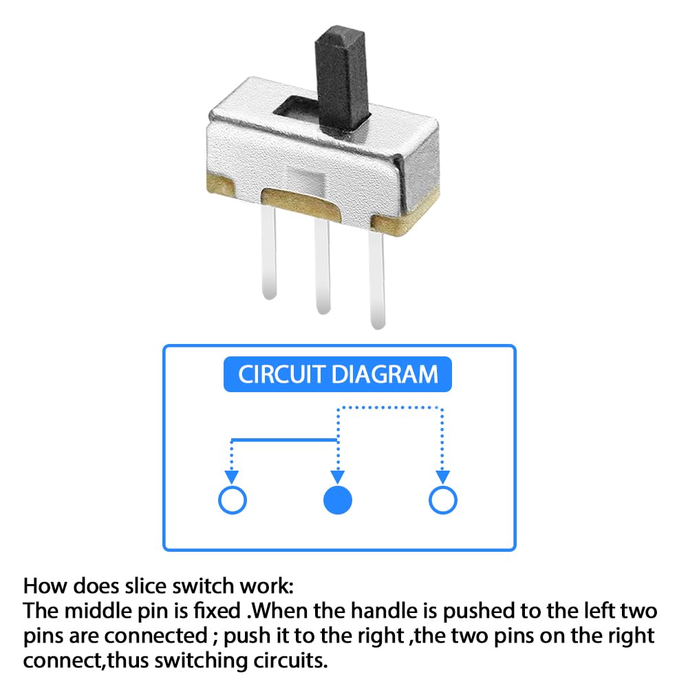 ON Off Switch, SPDT Micro Switch Mini Switches Small Slide Toggle 1p2t for PCB Arduino Breadboard Electronic Board Dip Miniature 3mm 70PCS