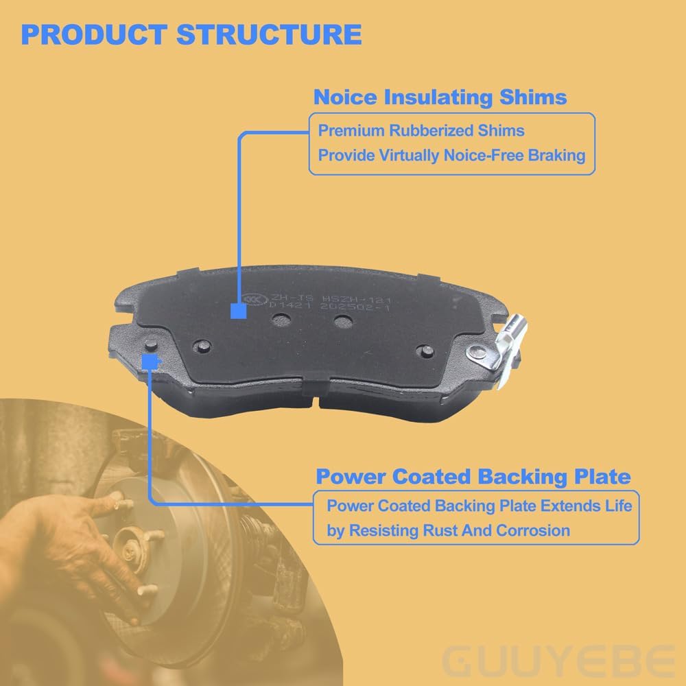 4 PCS Ceramic Brake Pads Front,For Chevy 2013-2016 Malibu 2010-2017 Equinox 2014-2020 Impala,For GMC 2010-2017 Terrain,For Buick LaCrosse Regal,For Saab 9-5 Cadillac ELR,1421,QC1421,BC1421
