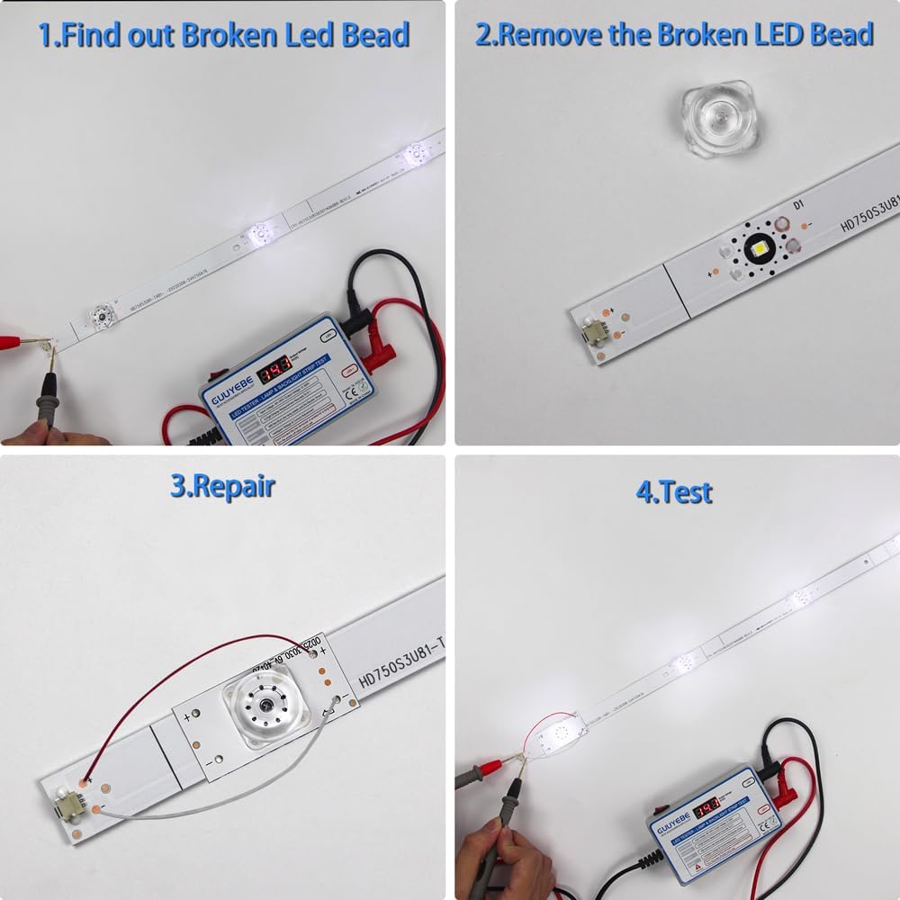 GuuYebe 75R6E3 SVH750A76 75H6570G 75H6510G Led Backlight Strip Replacement Part Lamp Beads 3V 6V for 75 inch LED TVs Repair Bars with Optical Lens Fliter 3030 3528 2835 Bead 30PCS