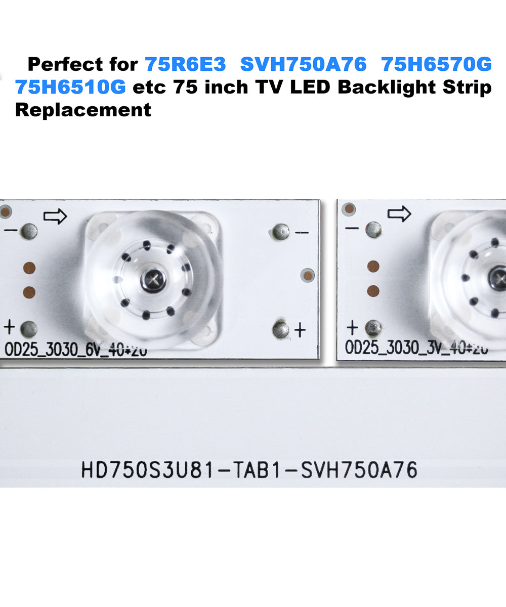 75R6E3 SVH750A76 75H6570G 75H6510G Led Backlight Strip Replacement Part Lamp Beads 3V 6V for 75 inch LED TVs Repair Bars with Optical Lens Fliter 3030 3528 2835 Bead hisense 30PCS GuuYebe