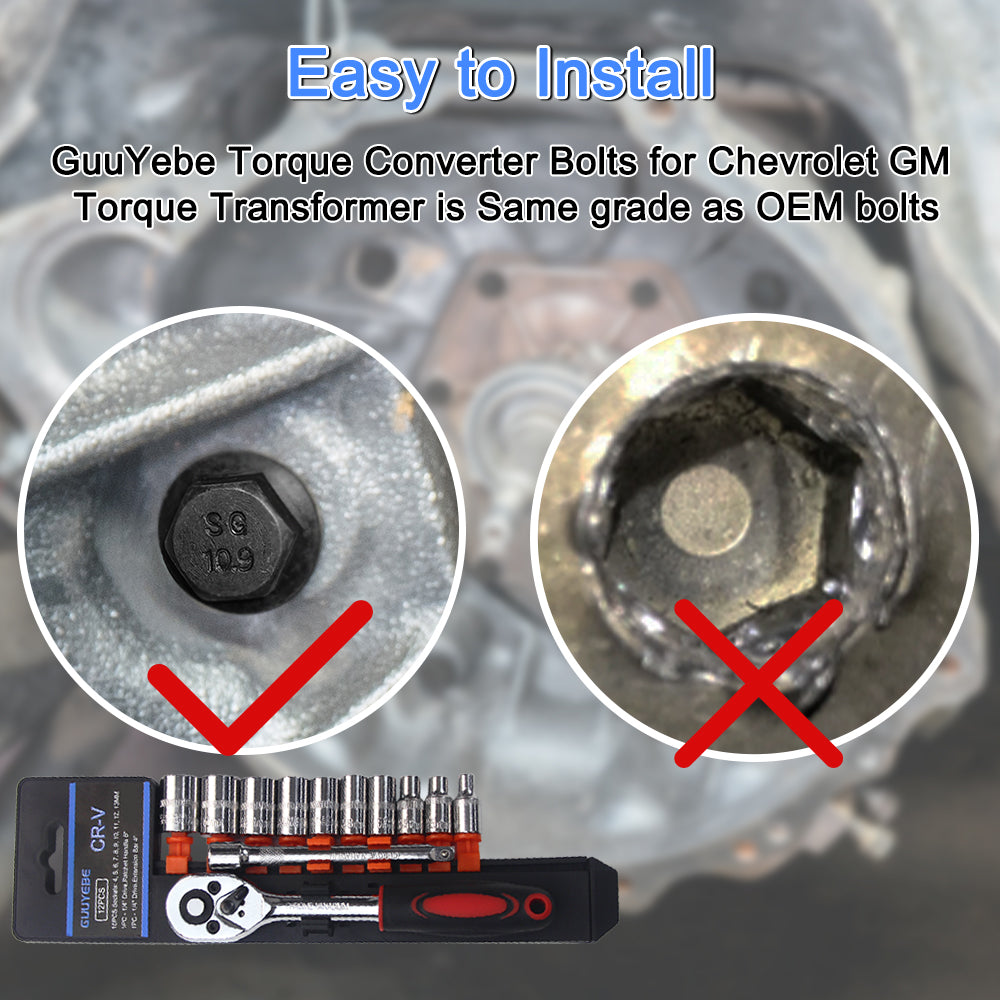 Torque Converter Bolts for 4L60E 4L80E 700R4 TH350 TH400 6L80 4T60E 4L80 4L65E 4T80E 4L70E Torque Transformer with LS Vortec LS1 T56 M10x1.5 2307304 230-7304