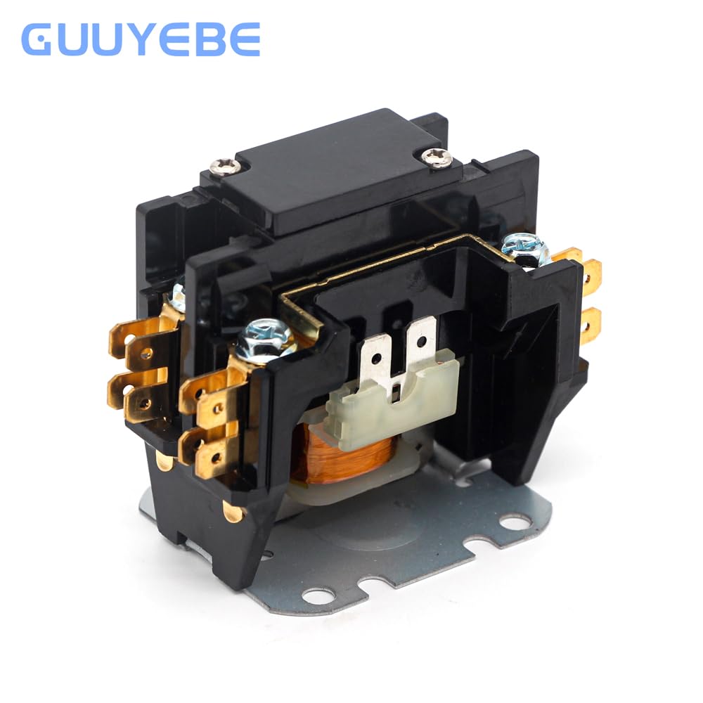 GuuYebe 25 Amp 1 Pole HVAC Definite Purpose Contactor, 24V AC Coil Replacement for Air Conditioner Systems