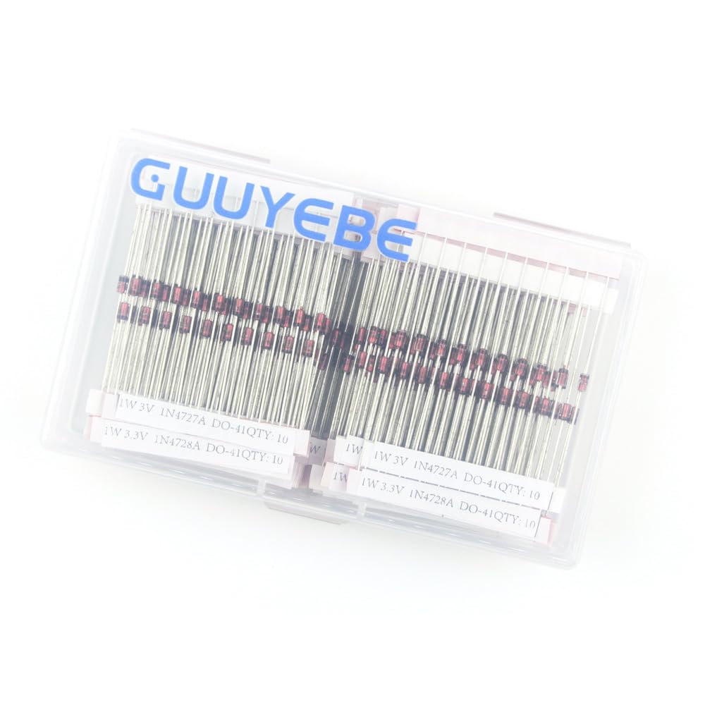 GuuYebe Zener Diodes 1W with 30 Values 600PCS for 1N4756A 1N4728A 1N4730A 1N4730A 1N4744A Diode Assortment Kit