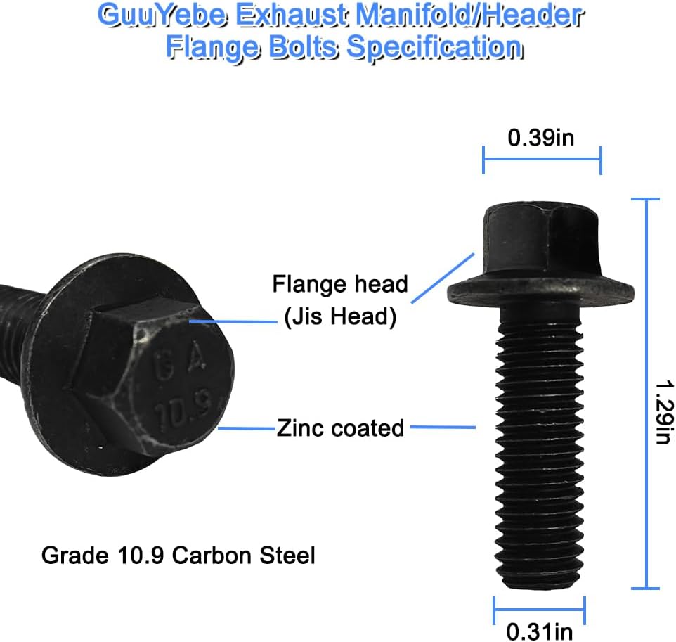Exhaust Manifold Bolts for LS3 LS1 LS2 S10 C10 LT1 LQ4 LS9 LM7 LR4 LS6 LQ9 L33 LH6 L92 L76 L99 L96 L82 L83 L84 L86 L87 LS & LT series engines 551696