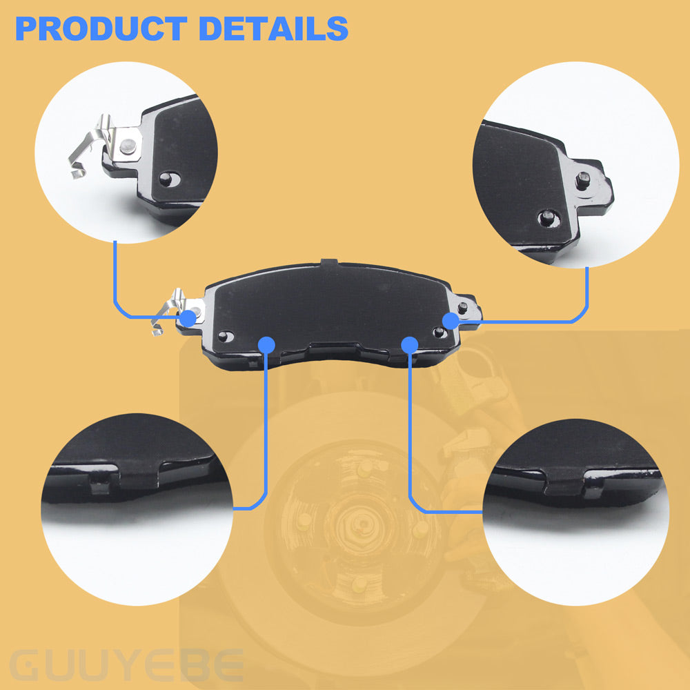 GuuYebe Ceramic Brake Pads Front and Rear Set,For Nissan 2002-2023 Altima and 2011-2020 Leaf , D905 D1650 1650 905,Set of 8 PCS