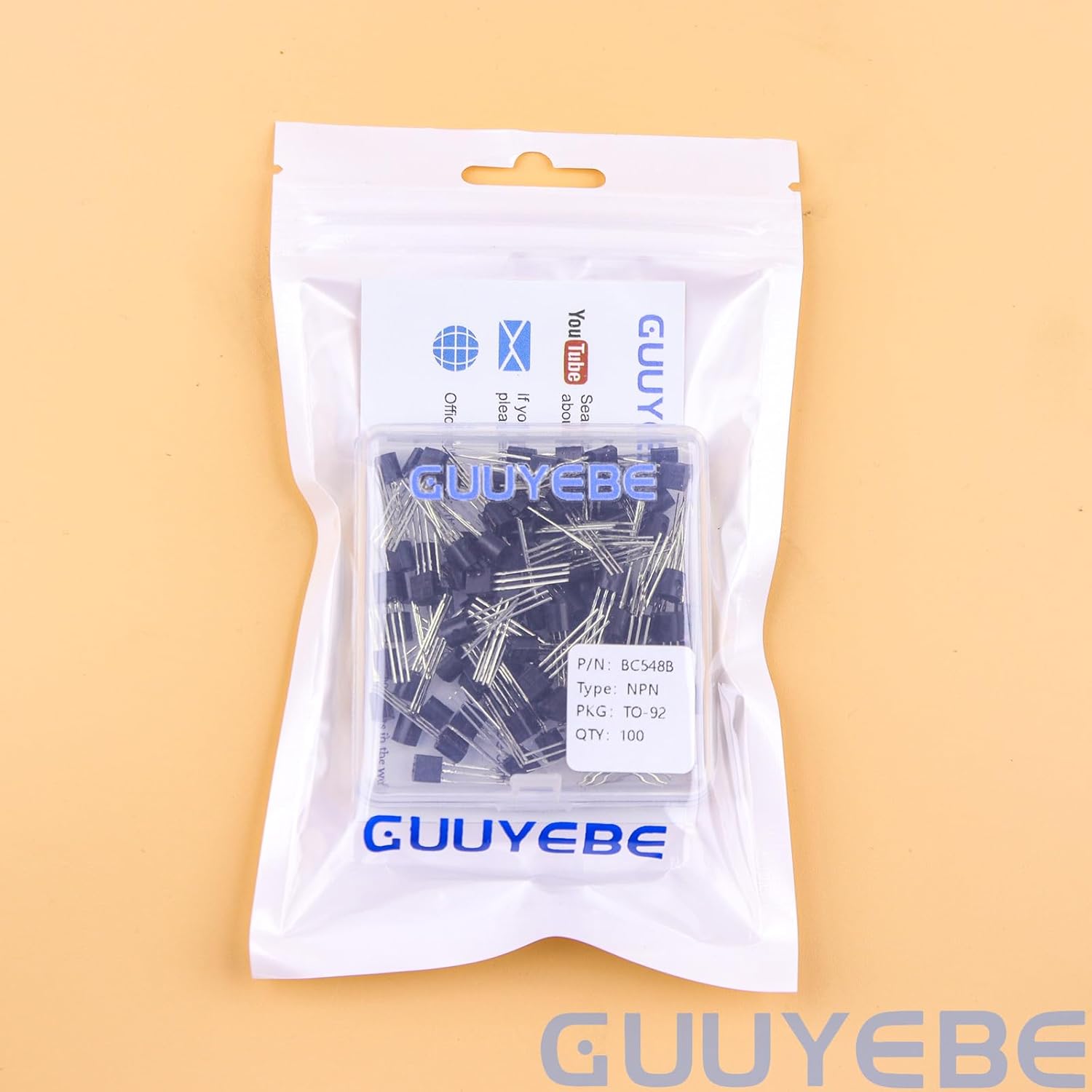 GuuYebe BC548B Transistor TO-92 NPN BJT Transistors of Semiconductor Products 100PCS