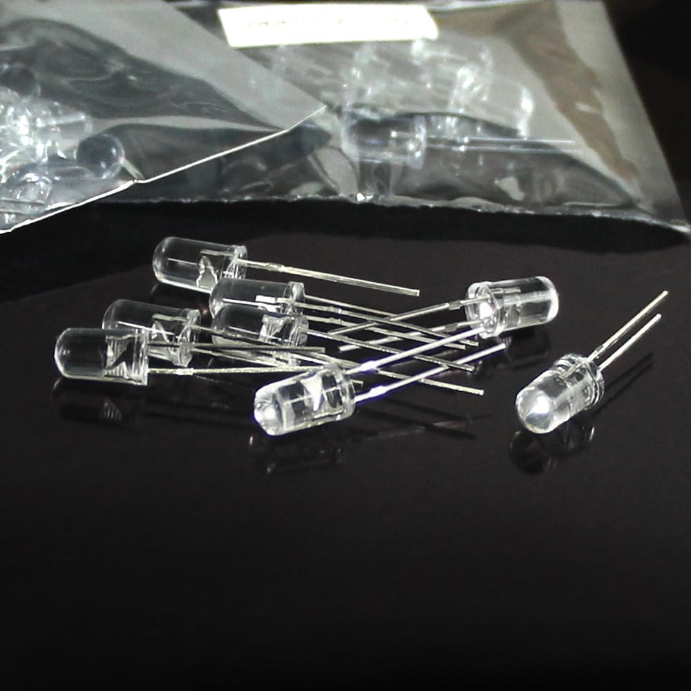 GuuYebe LEDs, Single LED Light LED Diode Lamp DIY Kit with Warm White Red Green Blue Yellow Green Pink UV Purple Orange Clear Transparent Lens Mini Bulbs 3mm 10 Colors x 10PCS