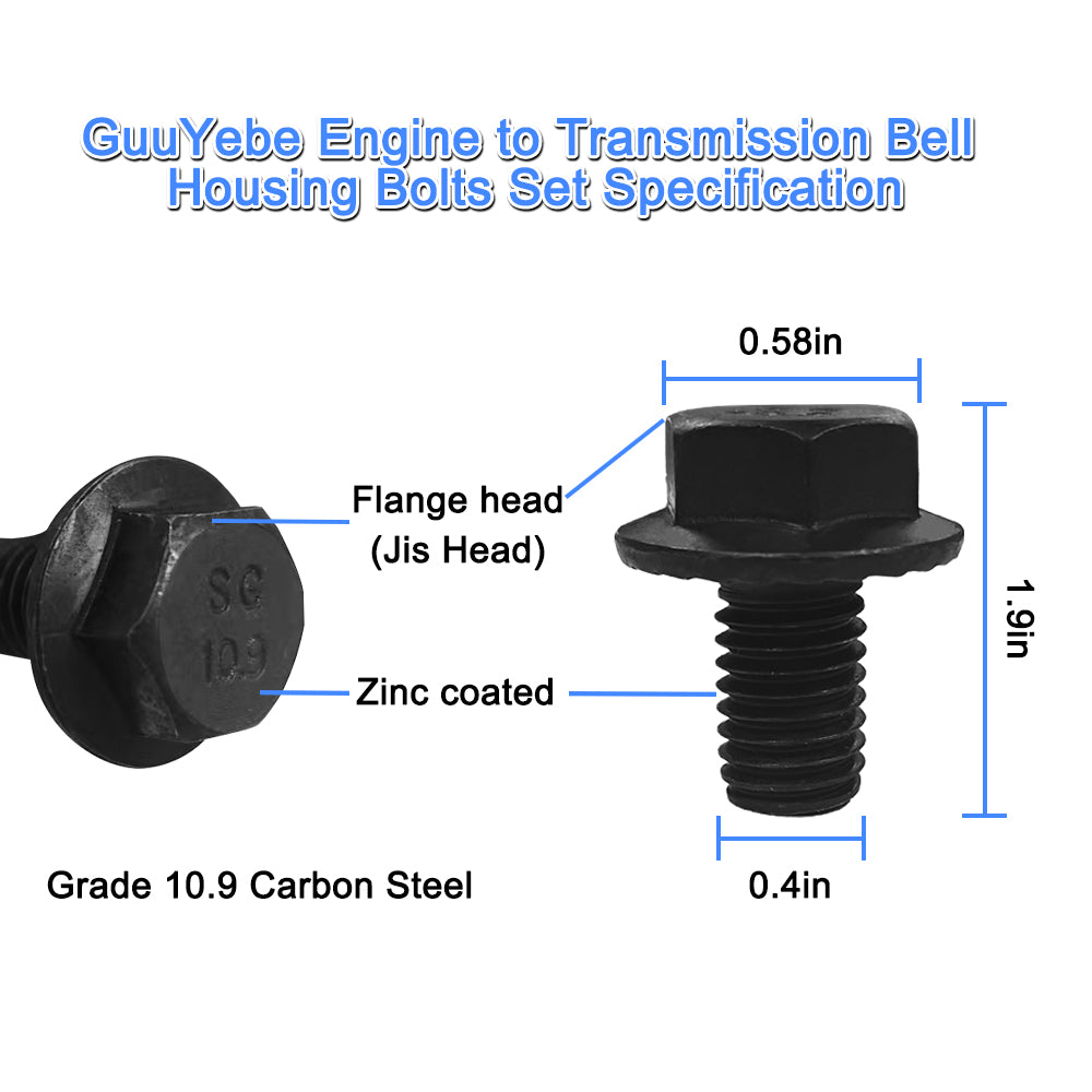 Torque Converter Bolts for 4L60E 4L80E 700R4 TH350 TH400 6L80 4T60E 4L80 4L65E 4T80E 4L70E Torque Transformer with LS Vortec LS1 T56 M10x1.5 2307304 230-7304