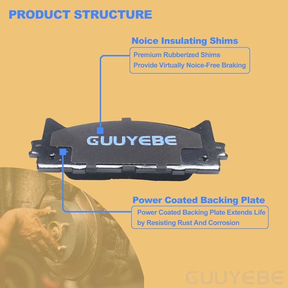 8 PCS Ceramic Brake Pads Front and Rear,For Toyota 2007-2019 Camry 2008-2018 Avalon,For Lexus 2007-2018 ES350 ES300h,QC1293 D1293 QC1212 D1212