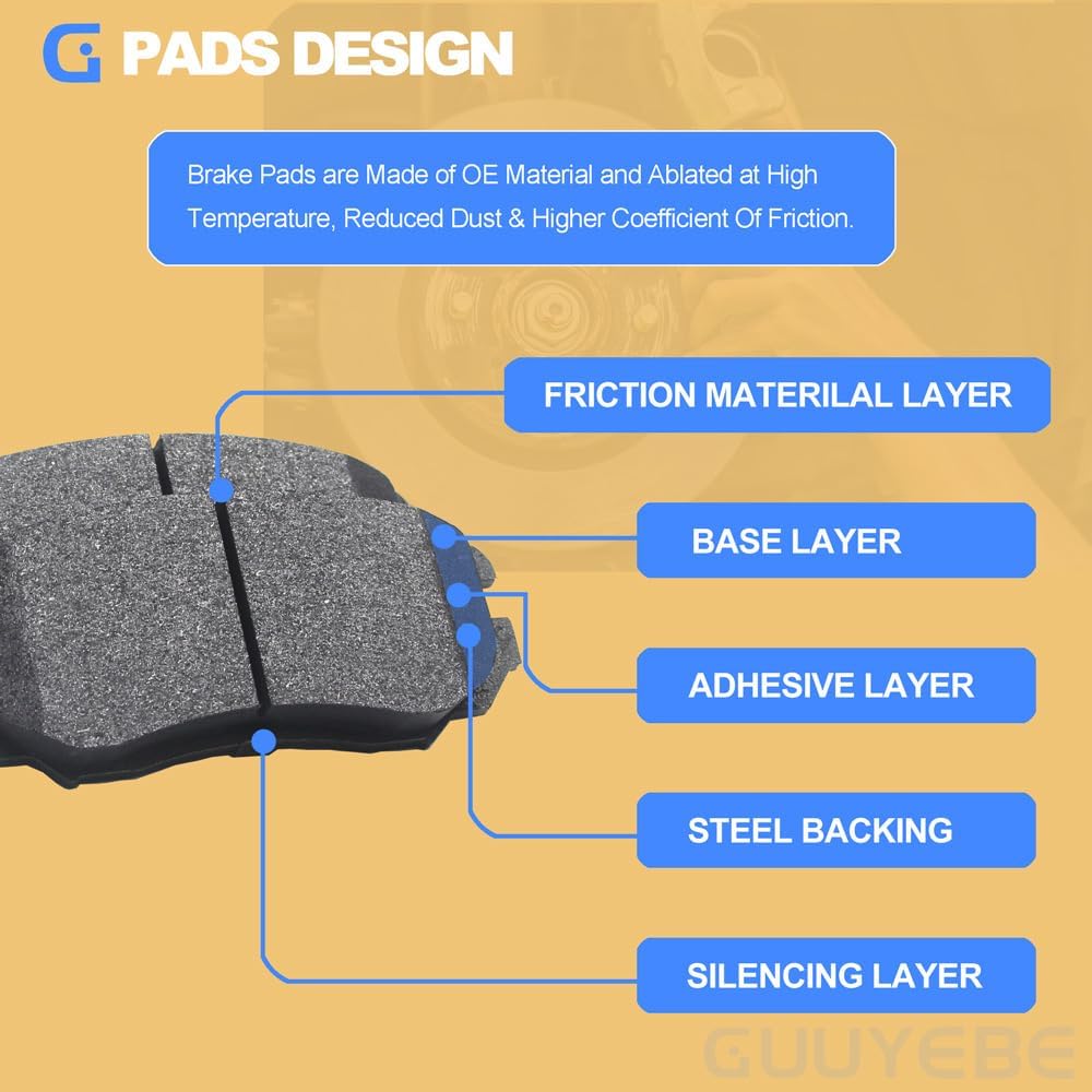4 PCS Ceramic Brake Pads Front,For Chevy 2013-2016 Malibu 2010-2017 Equinox 2014-2020 Impala,For GMC 2010-2017 Terrain,For Buick LaCrosse Regal,For Saab 9-5 Cadillac ELR,1421,QC1421,BC1421