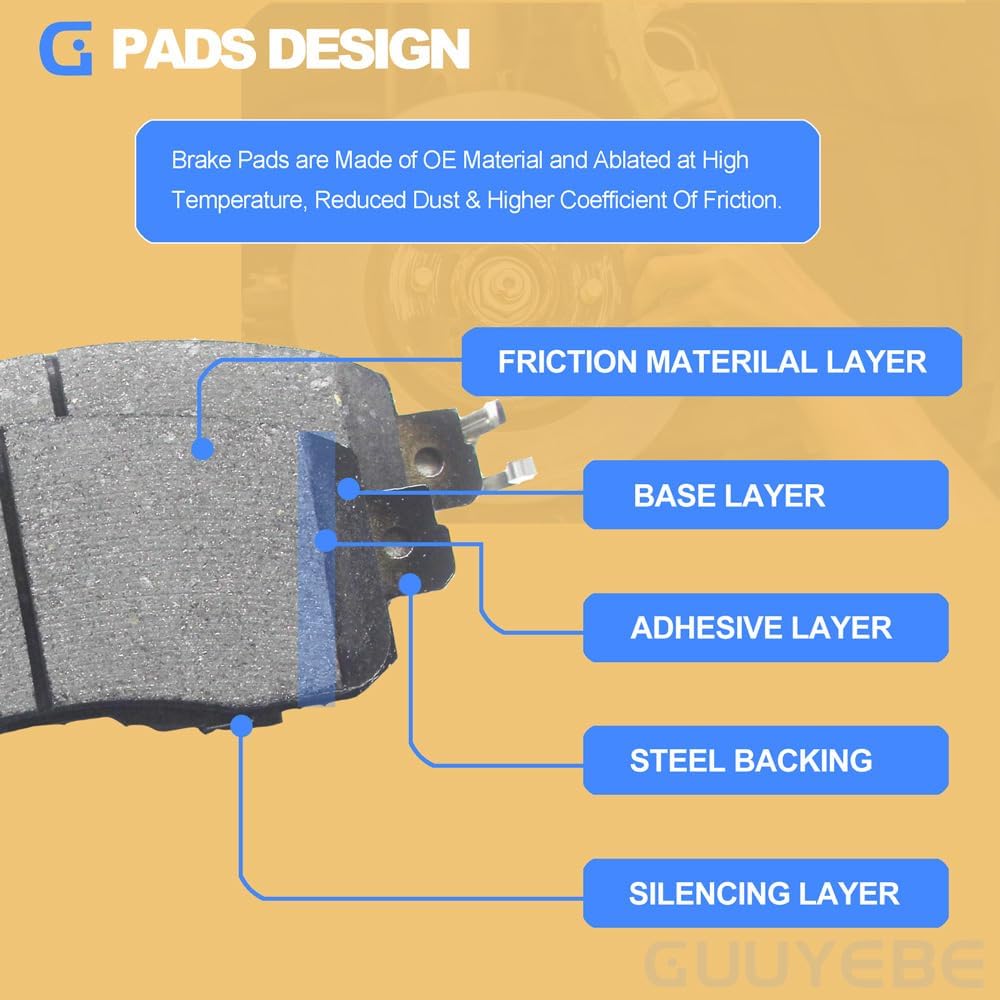Ceramic Brake Pads Front Set, For Nissan 2002-2023 Altima and 2011-2020 Leaf,1650 D1650