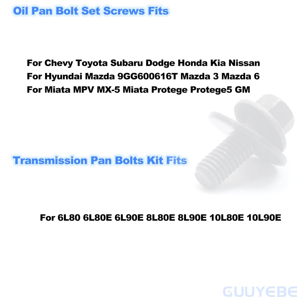 30 PCS M6 Oil Pan Bolt Screws for Chevy Toyota Subaru Dodge Mazda Miata Protege, Transmission Pan Bolts with 18mm Washer for 6L80 6L80E 6L90E,Repalce for 71315-122382A 11508930 551683-18M6