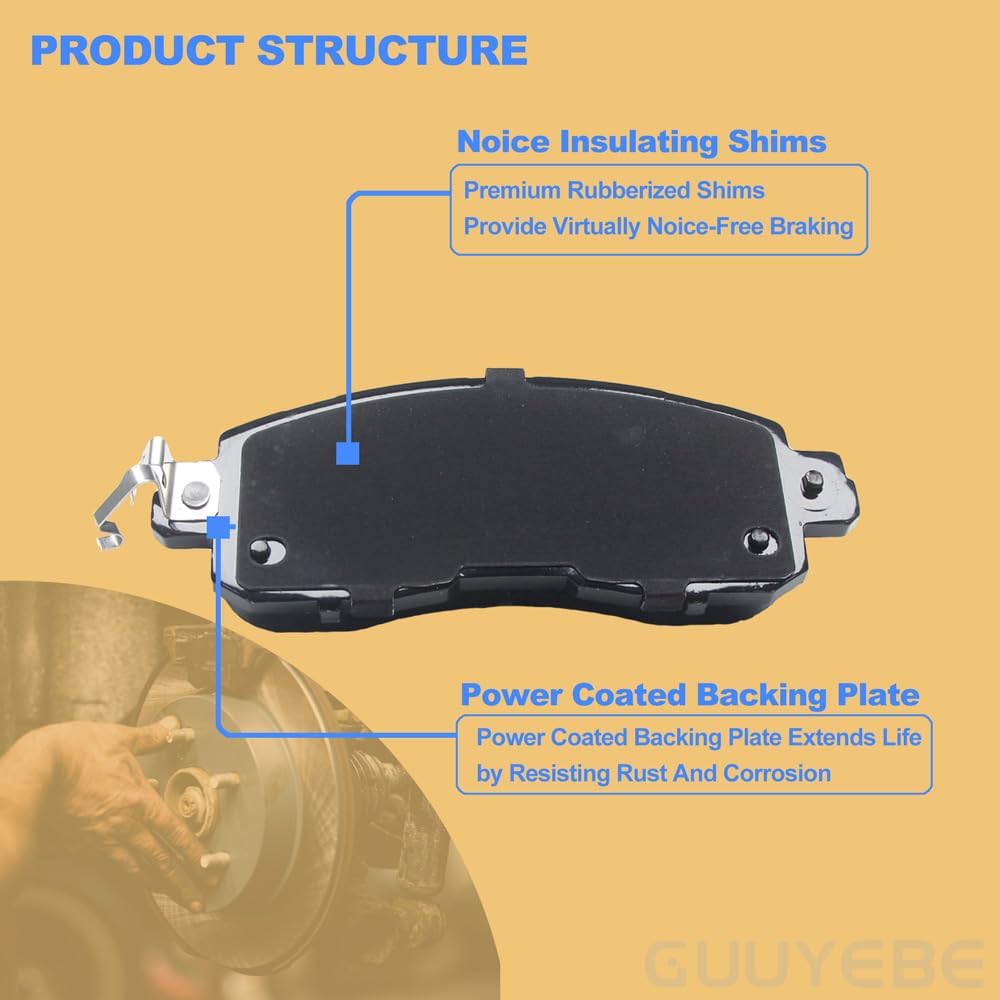 Ceramic Brake Pads Front Set, For Nissan 2002-2023 Altima and 2011-2020 Leaf,1650 D1650