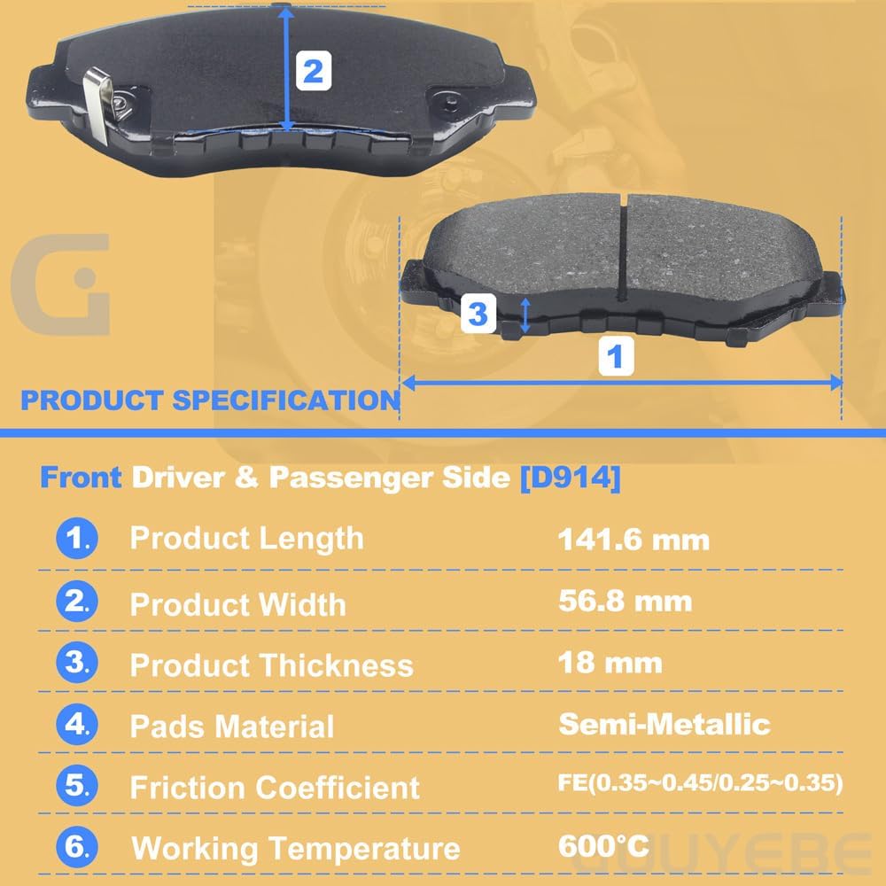 4 PCS Ceramic Brake Pads Front Set,For Honda 2003-2017 Accord EX LX SE 2012-2021 Civic 2002-2016 CRV Sport Si CRZ Pilot Element Fit CR-V CR-Z,For Acura 2013-2015 ILX,P-914,D914