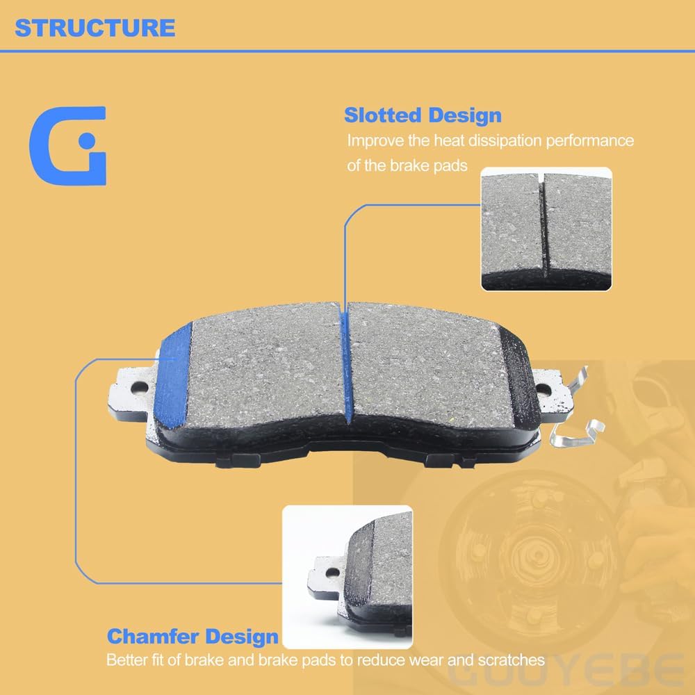Ceramic Brake Pads Front Set, For Nissan 2002-2023 Altima and 2011-2020 Leaf,1650 D1650