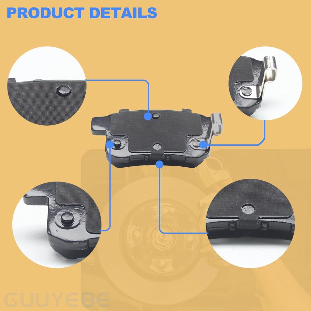 8 Pcs Ceramic Brake Pads Front and Rear Set, For Honda 2003-2017 Accord EX LX SE,D914 D1451