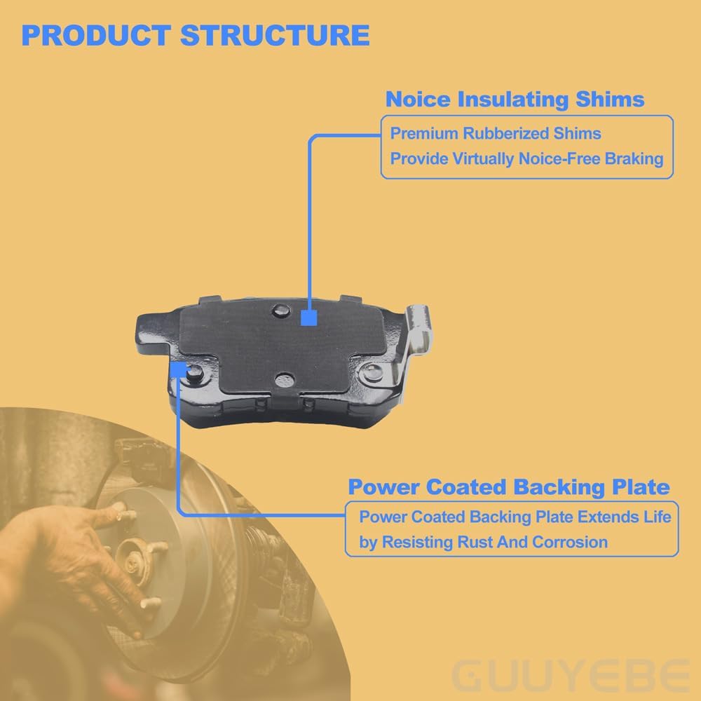 4 PCS Ceramic Brake Pads Rear Set,For Honda 2003-2017 Accord EX LX SE Sport,For 2009-2014 Acura TSX Tech Premium V6