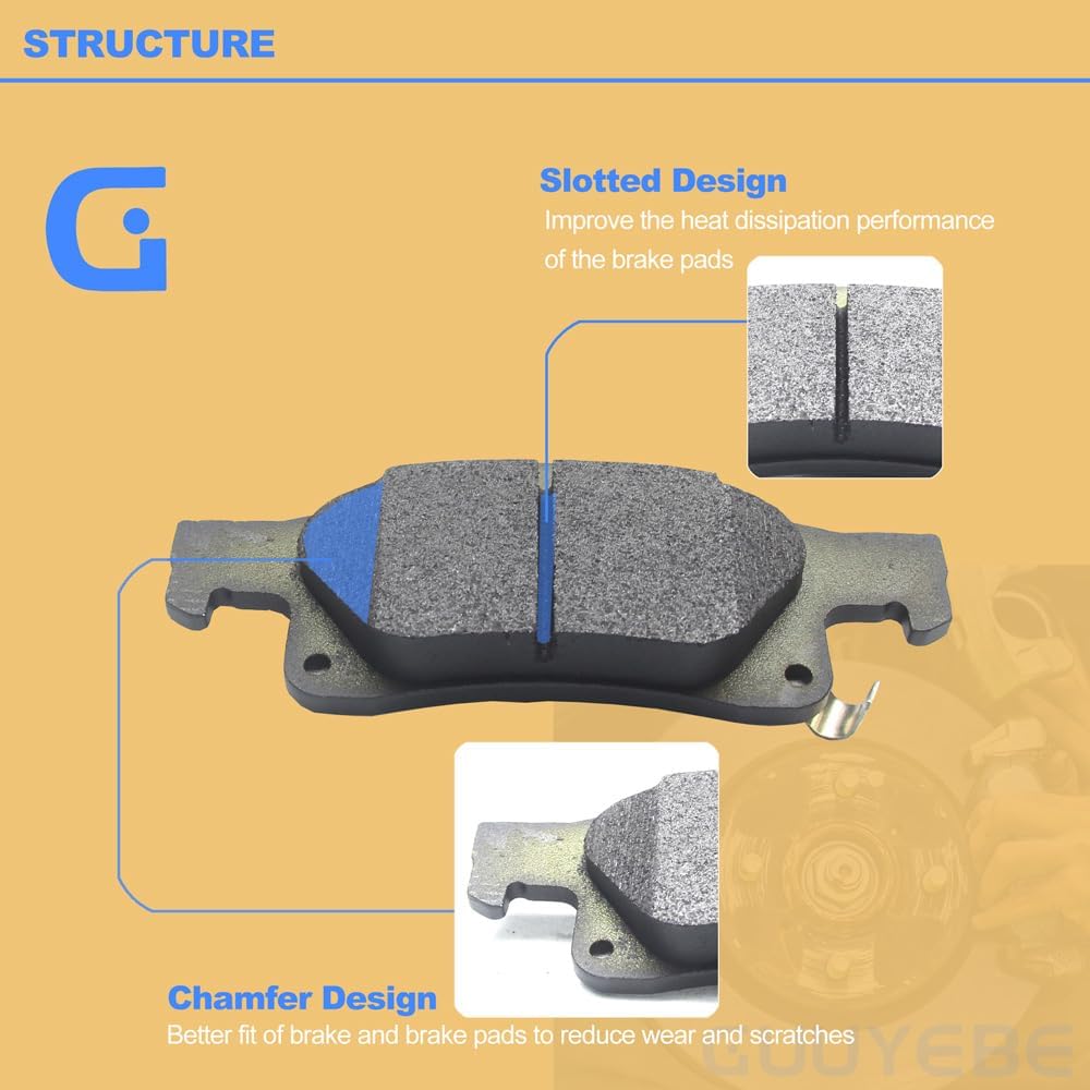 4 PCS Rear Ceramic Brake Pads,For Jeep 2011-2021 Grand Cherokee,For Dodge 2011-2023 Durango,1498 BC1498 D1498 BE1498h