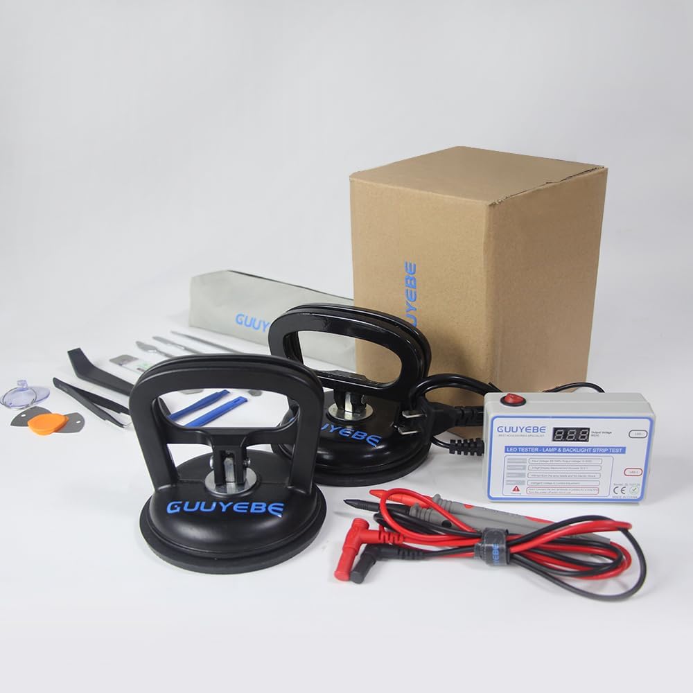 Television Replacement Parts Tools Kit with Heavy Duty Suction Cup and LED Tester and Trim Removal Tool for TV LCD LED Backlight Strip