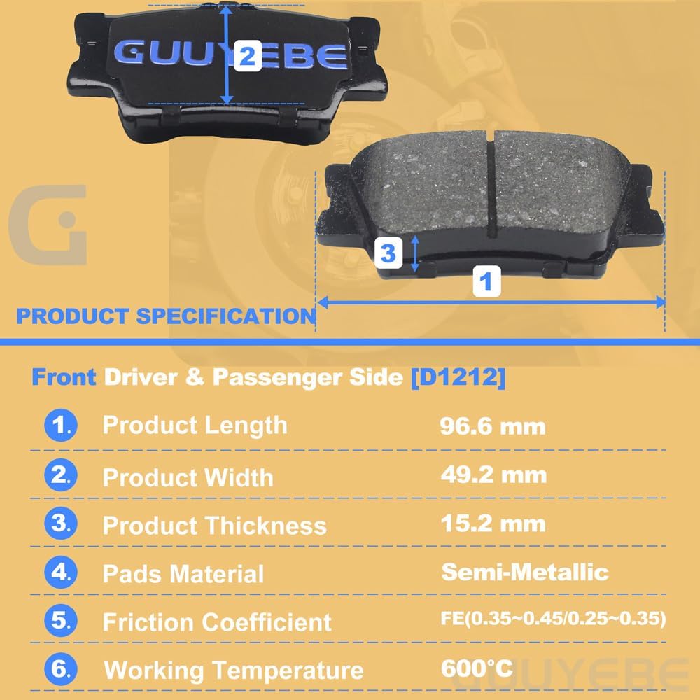 8 PCS Ceramic Brake Pads Front and Rear,For Toyota 2007-2019 Camry 2008-2018 Avalon,For Lexus 2007-2018 ES350 ES300h,QC1293 D1293 QC1212 D1212