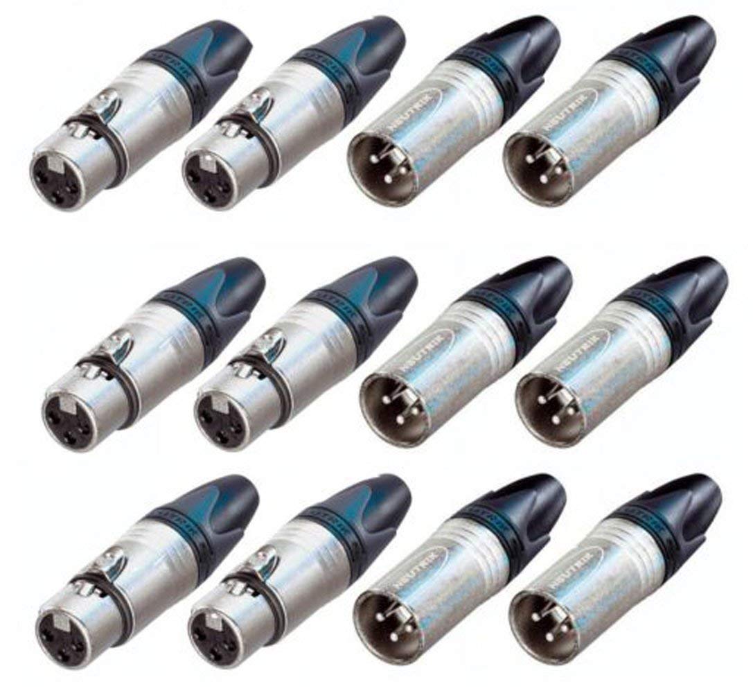 Neutrik NC3MXX & NC3FXX 3 Pin Male & Female XLR Cable Mic Connector 6 Set