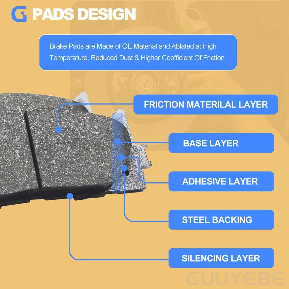 4 PCS Front Ceramic Brake Pads, For Toyota 2007-2017 Camry and 2008-2018 Avalon, For Lexus 2007-2018 ES350 ES300h, 1293 QC1293 D1293