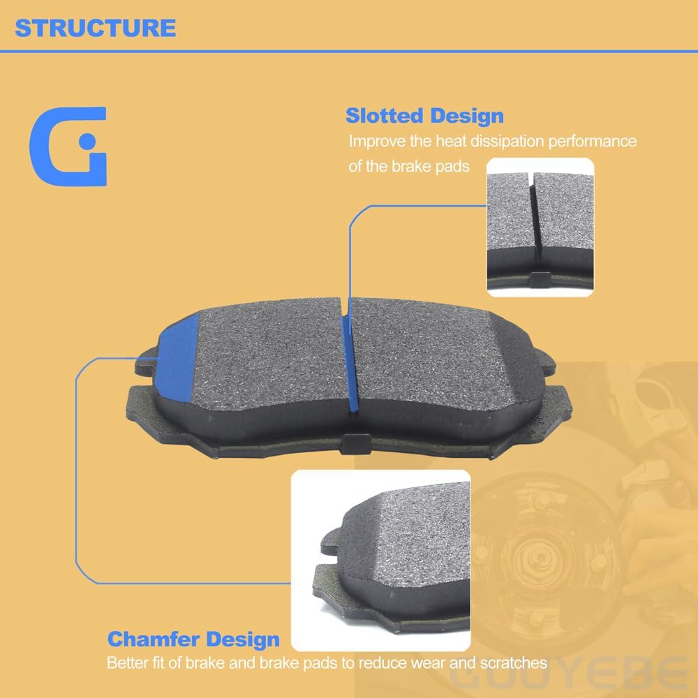 4 PCS Ceramic Brake Pads Front,For Chevy 2013-2016 Malibu 2010-2017 Equinox 2014-2020 Impala,For GMC 2010-2017 Terrain,For Buick LaCrosse Regal,For Saab 9-5 Cadillac ELR,1421,QC1421,BC1421