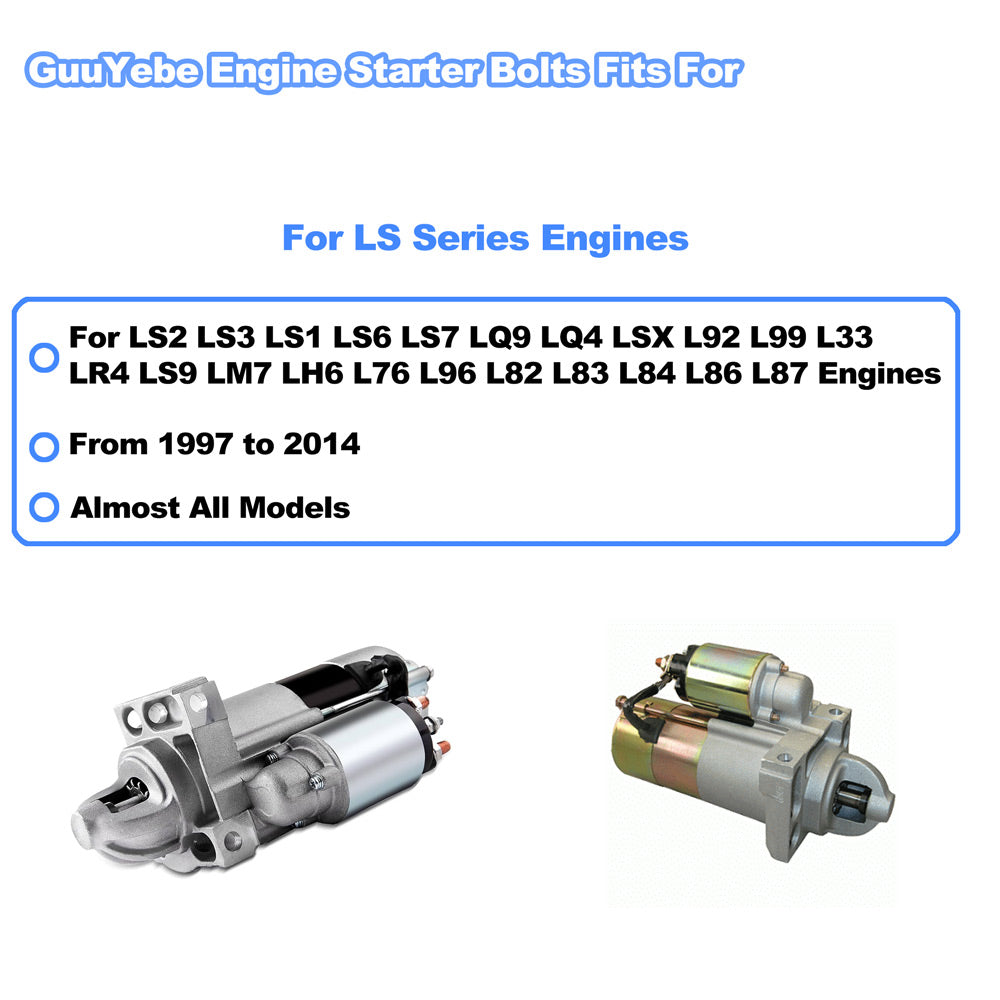 3 PCS LS Engine Starter Bolts Kit for GM LS LS2 LS3 LS1 LS6 LS7 LQ9 LQ4 Engines,Fit for Chevy Ford Jeep Camaro Corvette Silverado Truck,Silver Long Short Bolt,551681 430-3511