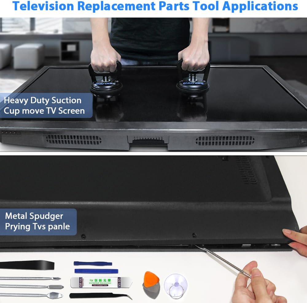 Television Replacement Parts Tools Kit with Heavy Duty Suction Cup and Trim Removal Tool