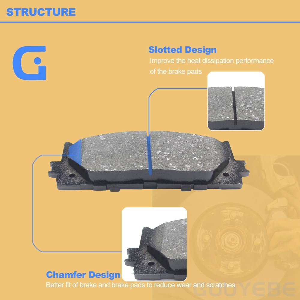 8 PCS Ceramic Brake Pads Front and Rear,For Toyota 2007-2019 Camry 2008-2018 Avalon,For Lexus 2007-2018 ES350 ES300h,QC1293 D1293 QC1212 D1212