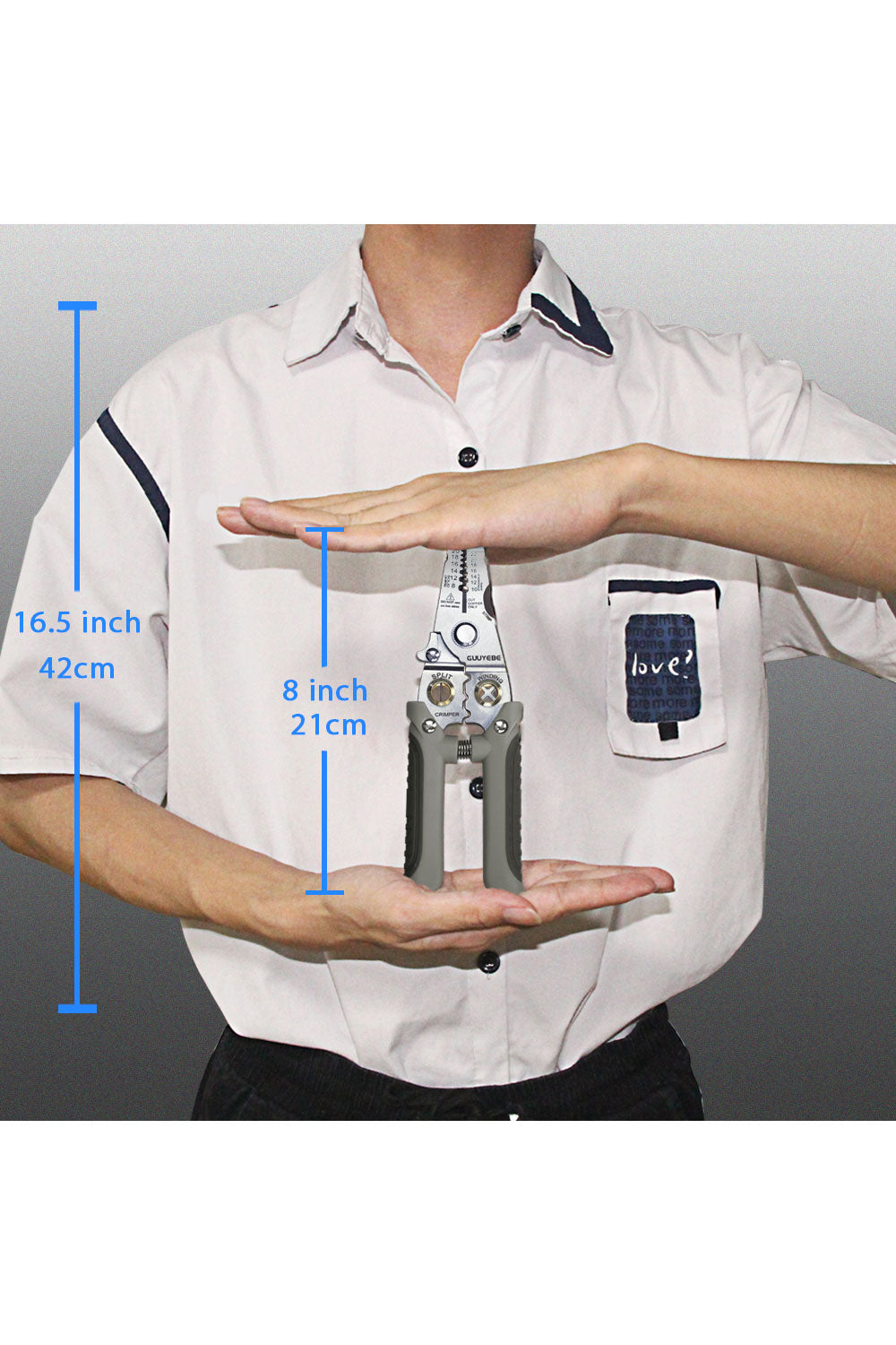 Wire Stripper, Multifunctional Wire Strippers Electrical with Cuts 8 10 12 14 16 18 20 22 AWG Cutter Pliers Splitter Winding Wires Cable Crimper Crimping Tool for Electricians and DIY gray GuuYebe