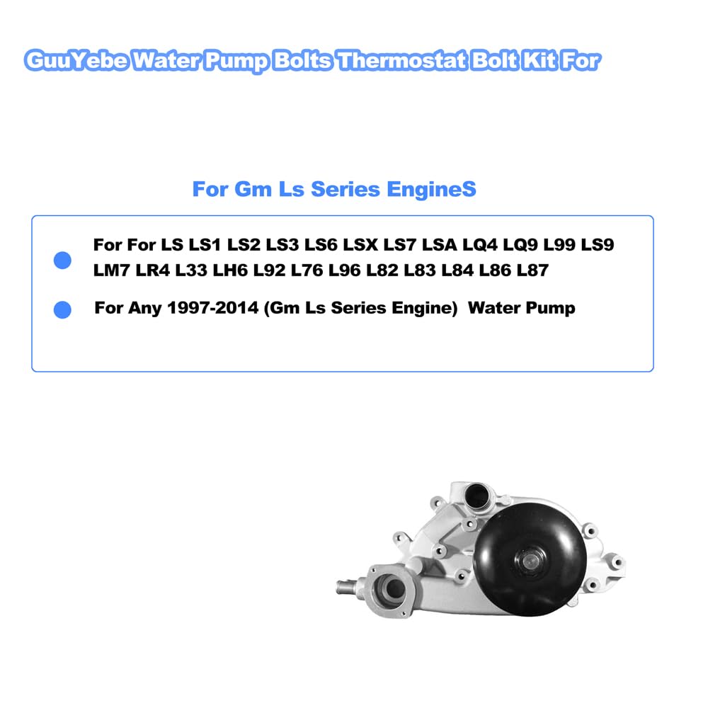 8 PCS Water Pump Bolts Thermostat Bolt for LS LS1 LS2 LS3 LS6 LSX LS7 LSA LQ4 LQ9 L99 LS9 LM7 LR4 L33 LH6 L92 L76 L96 L82 L83 L84 L86 L87 GM,Replace for 551434 134-3201 1343201