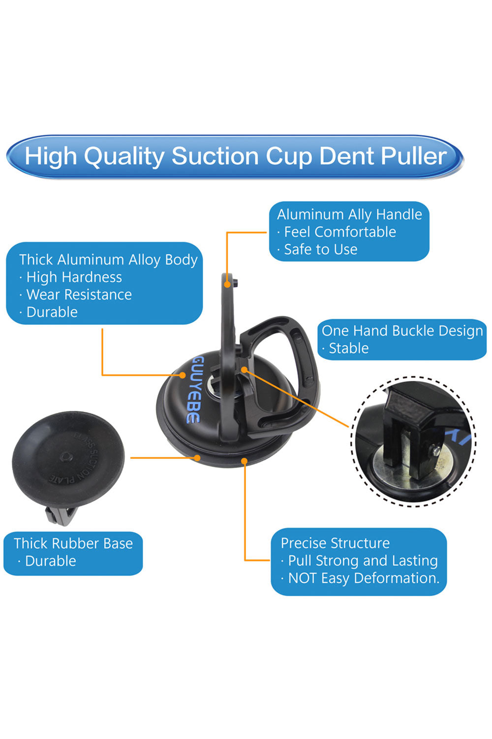 GuuYebe Heavy Duty Suction Cup, Vacuum Suction Cups for TV LED LCD Glass Mirror Screen Panel Granite Tiles and Compatible with Dent Puller to car Repairs Lifting Handle Removal Tool 2 Pack