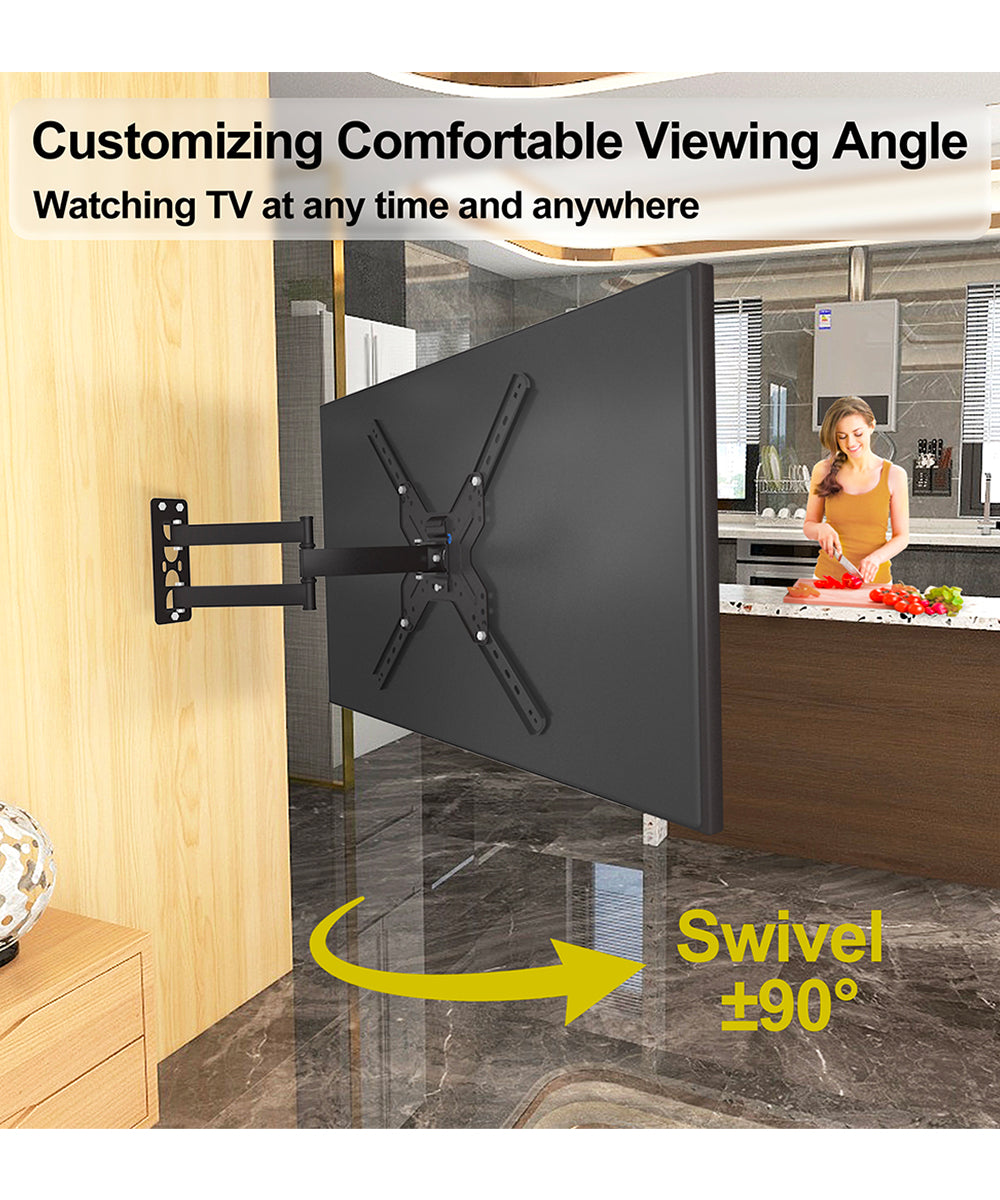 TV Wall Mount, Full Motion Articulating Tilt Swivel Arms Extension Curved TVs Bracket for 43 40 42 32 24 27 30 20 19 Inch Monitor Screen Loading 77 LBS in The Corner Low Profile VESA GuuYebe