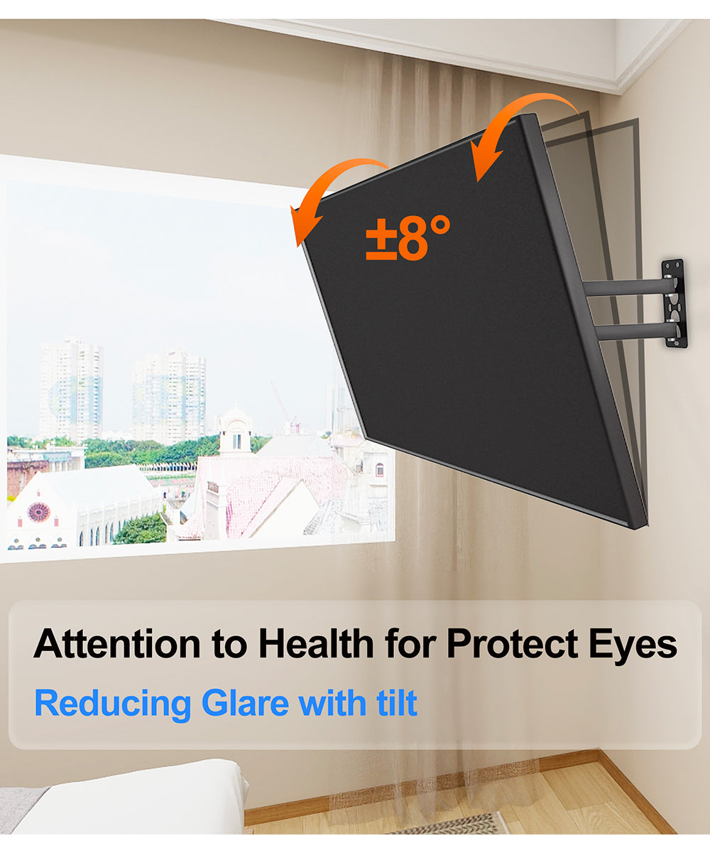 TV Wall Mount, Full Motion Articulating Tilt Swivel Arms Extension Curved TVs Bracket for 43 40 42 32 24 27 30 20 19 Inch Monitor Screen Loading 77 LBS in The Corner Low Profile VESA GuuYebe