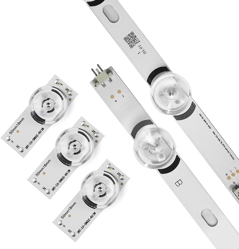 GuuYebe LED Backlight Strip Replacement Part, DRT 3.0 Single 6V 2W Lamp Beads with Optical Lens Fliter for 32-65 LED TV Repair Bars 10PCS 50x18MM 55LF6000 55LB5900 50LB6500 42LB5500 42LB5800