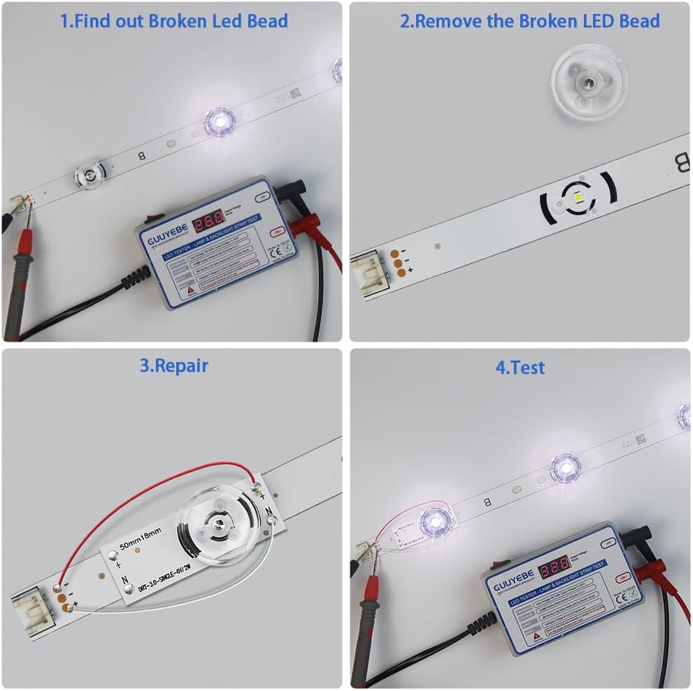 GuuYebe LED Backlight Strip Replacement Part, DRT 3.0 Single 6V 2W Lamp Beads with Optical Lens Fliter for 32-65 LED TV Repair Bars 10PCS 50x18MM 55LF6000 55LB5900 50LB6500 42LB5500 42LB5800