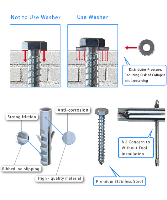 Drywall Anchors for TV Mount, Lag Bolt Kit Includes Concrete Wall Anchors M8 Lag Bolts and Washer Installation on Brick or Concrete Wall by Screw Hardware Tool Socket GuuYebe
