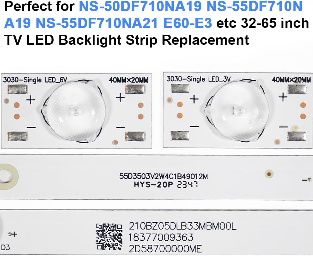 GuuYebe LED Backlight Strip Replacement Part, 3030 Single Lamp Beads 3V 6V with Optical Lens Fliter for LED TV Repair Bars 30PCS NS-50DF710NA19.NS-55DF710NA21 E60-E3