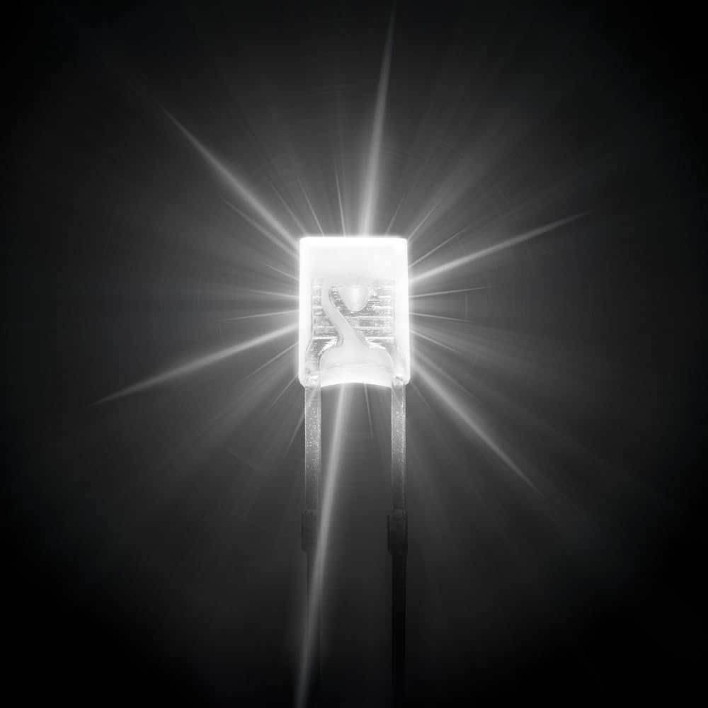 GuuYebe 2x3x4 White LED Diode Light Bright Lighting Bulb Lamps Electronics Components Indicator with Square Clear Transparent DC 3V 20mA 100pcs