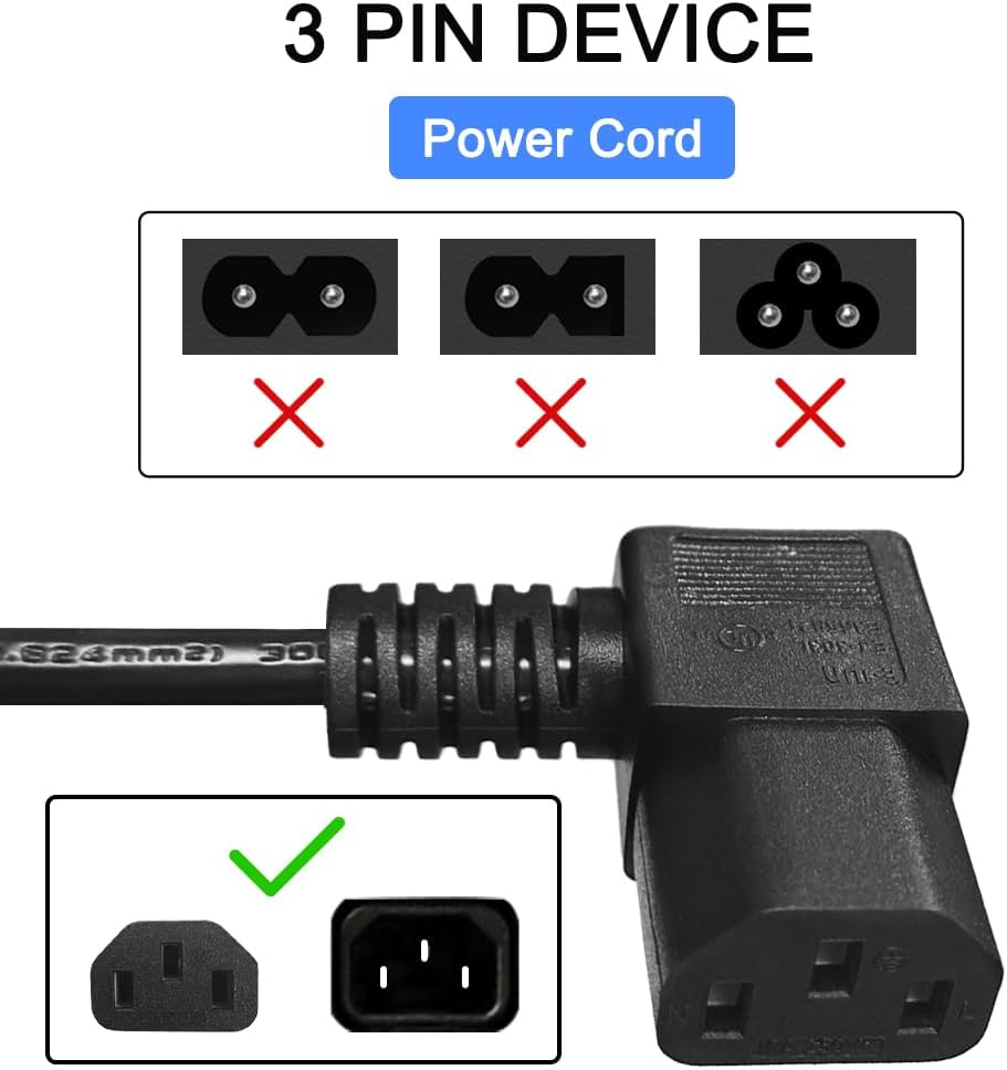GuuYebe 3903-001116 Tv Power Cord Replacement for Samsung LG Vizio TCL Insignia Sony TVs 3 Prong DC 5 ft