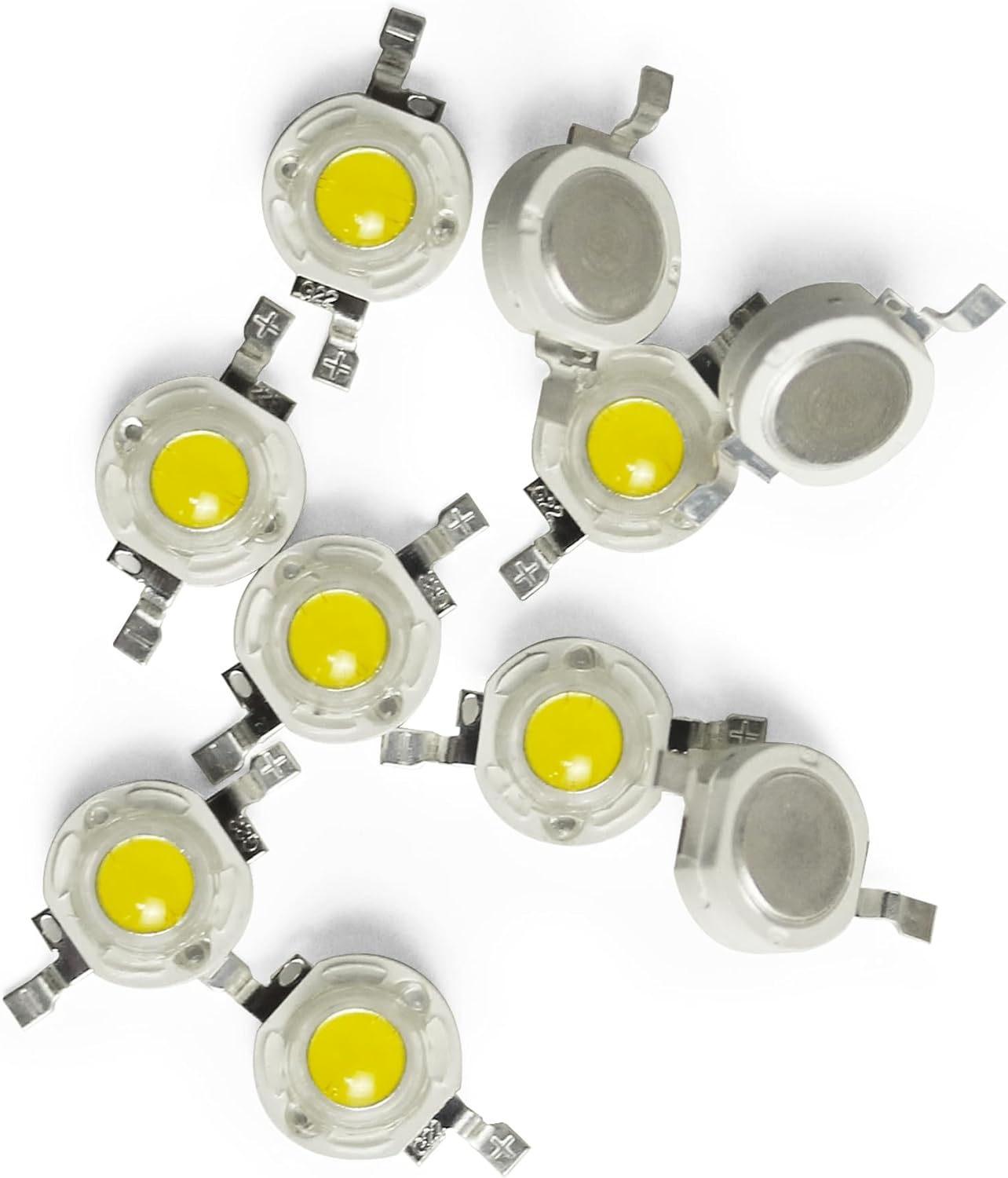 GuuYebe LED Chip, High Power Bulb Lamp Bright Lighting Natural White 3W (4000K - 4500K / 3 Watt / 600mA - 700mA / DC 3V - 3.4V) DIY 10 pcs