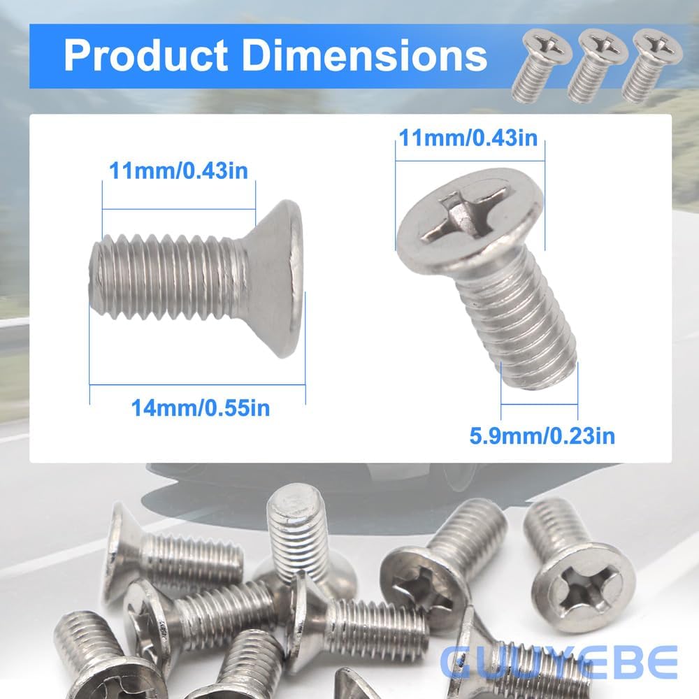 GuuYebe Brake Rotor Screws with Screwdriver Kit With Front and Rear,For Honda Accord Civic Odyssey Pilot Element,For Acura TSX TL RDX,Replacement For 93600-06014-0H 93600060140H,Stainless Steel,18 PCS