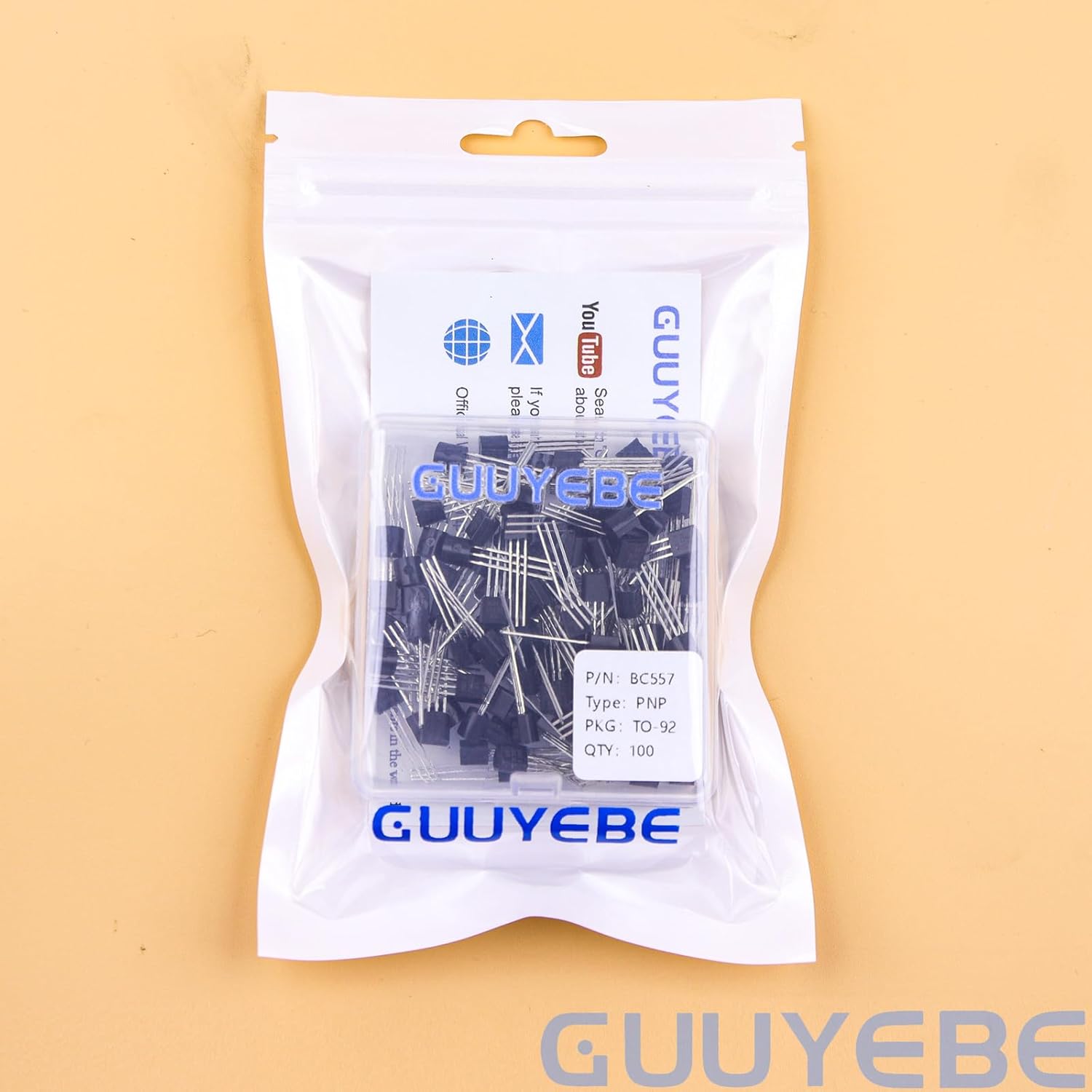 GuuYebe BC557 Transistor TO-92 PNP BJT Transistors of Semiconductor Products 100PCS