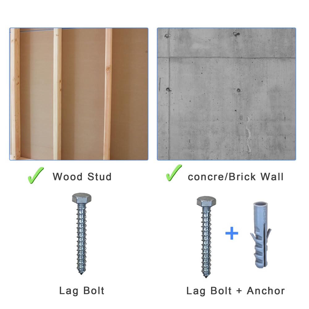 GuuYebe Drywall Anchors for TV Mount,Upgrade Lag Bolts for TV Wall Mount | Kit with Concrete Wall Anchors M8 Lag Bolt Washer by Socket Tool Bubble level and 2 drill bits precise to Wood Or Concrete
