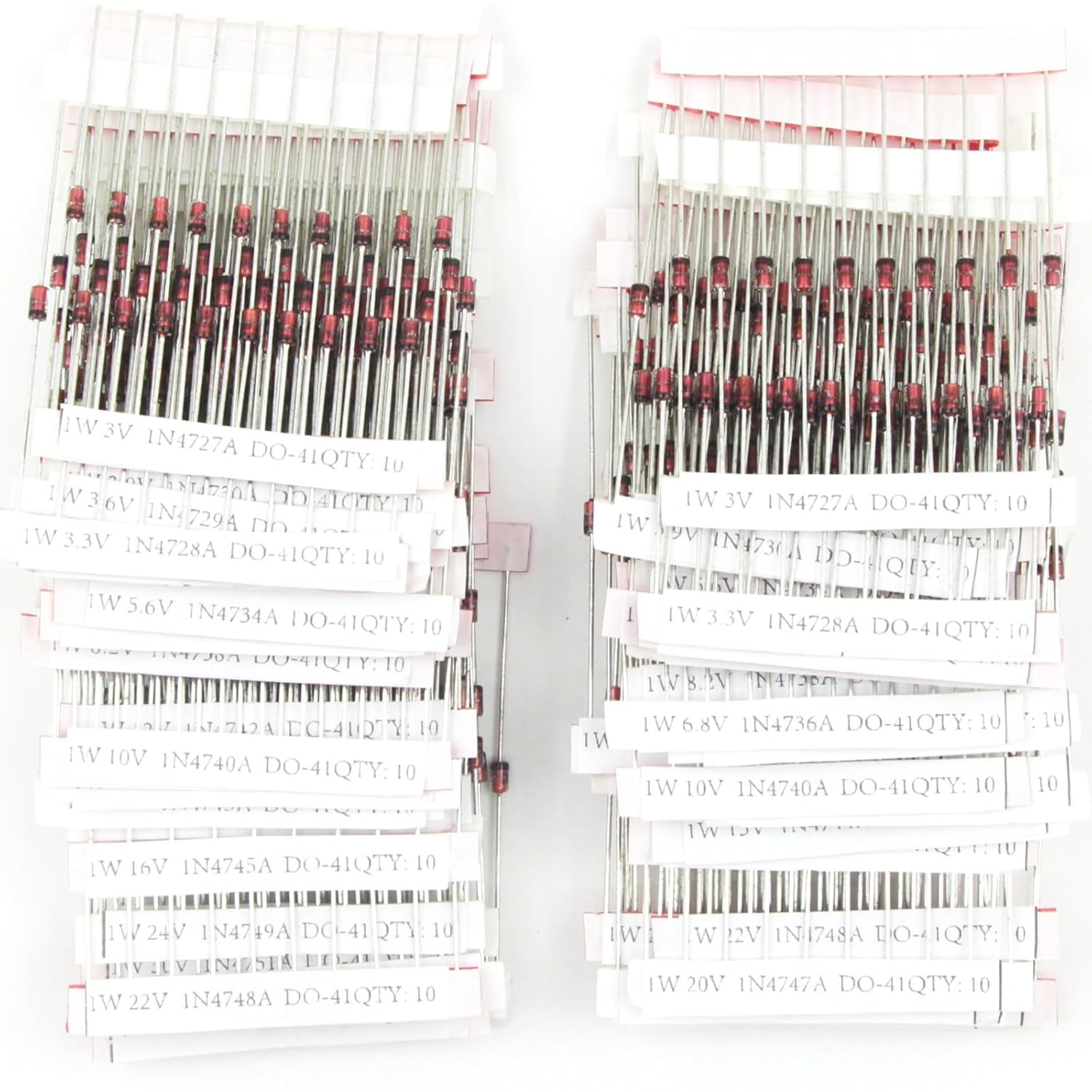 GuuYebe Zener Diodes 1W with 30 Values 600PCS for 1N4756A 1N4728A 1N4730A 1N4730A 1N4744A Diode Assortment Kit