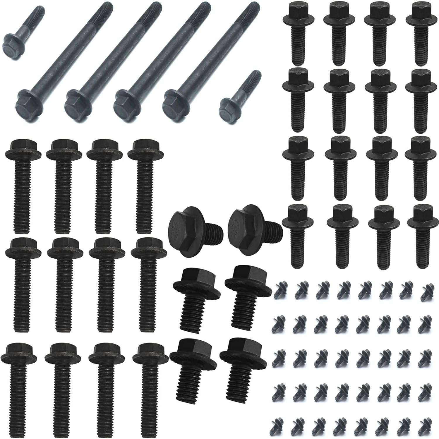 GuuYebe Bolts and Nuts Kit,With Exhaust Manifold Torque Converter Engine Starter Transmission Pan Oil Pan Bell Housing bolts Assortment Set for Automotive Replacement Parts